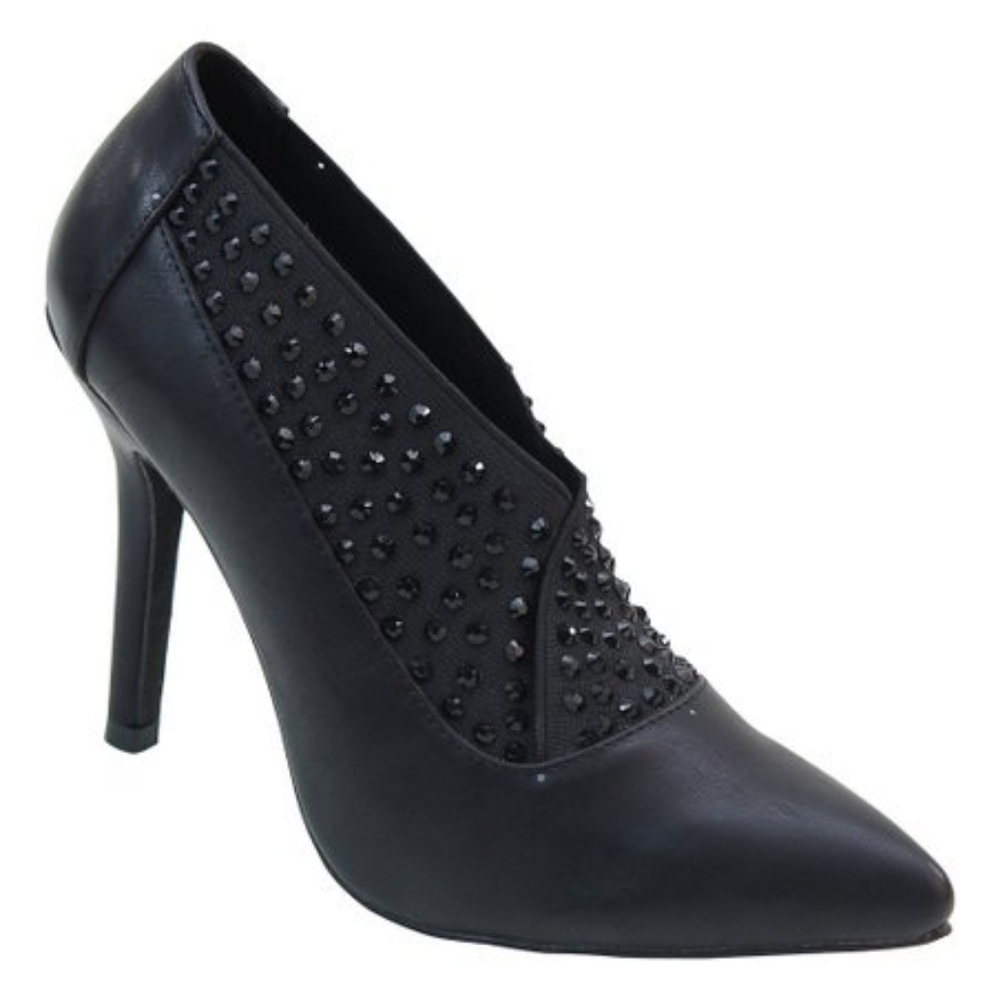 Italina Pump Women's 5.5 M Black Rhinestones Wrap